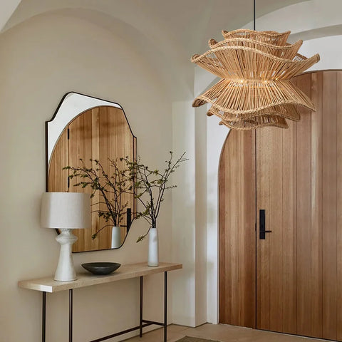 Stacked Rattan Pendant Light - R22