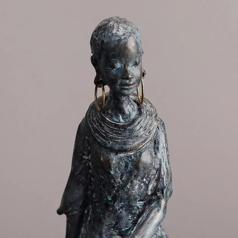 Seated Resin African Female Figurine