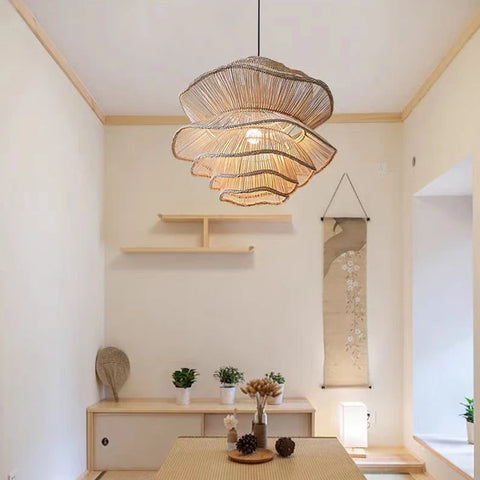 Stacked Rattan Pendant Light - R22