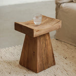 Rustic T-Shape Solid  Wooden Side Table/Stool