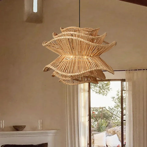 Stacked Rattan Pendant Light - R22