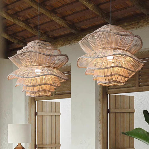 Stacked Rattan Pendant Light - R22