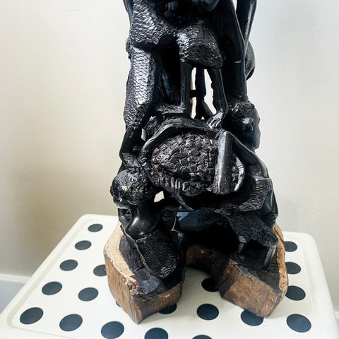 24” Ebony Makonde Tree of Life African Figurine & Carving |Ujamaa Ebony African Art | African Carving | African Mask | Wood Sculpture