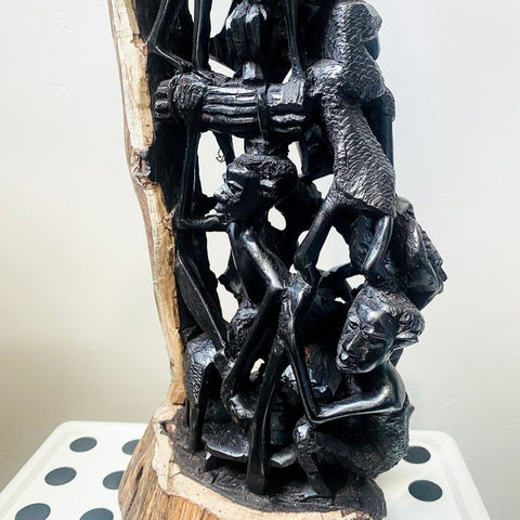 24” Ebony Makonde Tree of Life African Figurine & Carving |Ujamaa Ebony African Art | African Carving | African Mask | Wood Sculpture