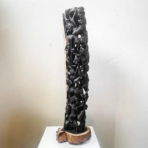 23” Ebony Makonde Tree of Life African Figurine & Carving |Ujamaa Ebony African Art | African Carving | African Mask | Wood Sculpture