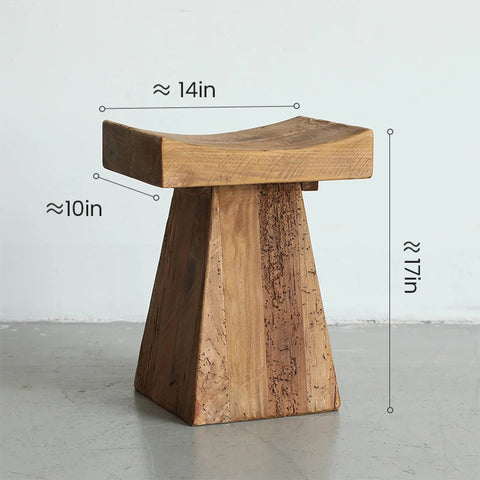 Rustic T-Shape Solid  Wooden Side Table/Stool