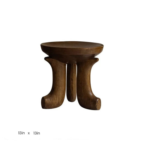 African Round Wooden Stool - C16